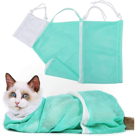 Cat Bathing Bag Anti-Bite and Anti-Scratch Cat Grooming Bag for Bathing, Nail Trimming, Medicine Taking,Injection,Adjustable Multifunctional Breathable Restraint Shower Bag