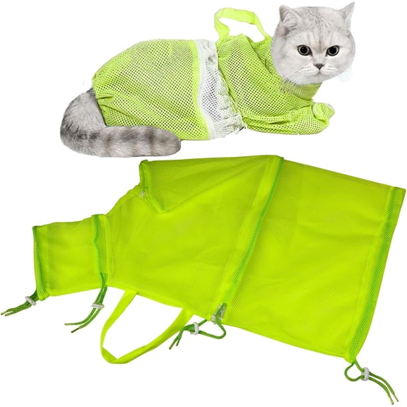 Cat Bathing Bag Shower Wash Net Cat Grooming Bag Anti Bite Anti Scratch Restraint Bag, Breathable Mesh Cat Grooming Bag for Shower