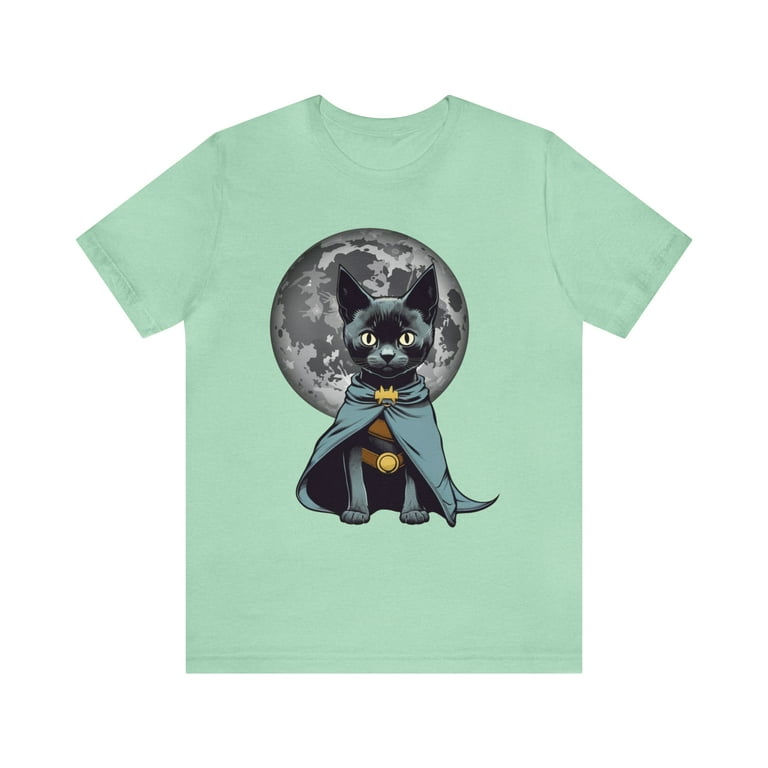 FuzzyToadProductions Cat Batman BatCat CatMan Unisex Jersey Short Sleeve Tee Adult Unisex Size Large Green