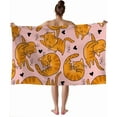 thumbnail image 1 of Cat Beach Towel, Cat Towel, Cute Orange Cat on Pink Bath Towel for Kids Girls Women, Cat Towels for Cat Lovers, Kawaii Kitten Swim Pool Towels, 32x52 Inch, 1 of 7