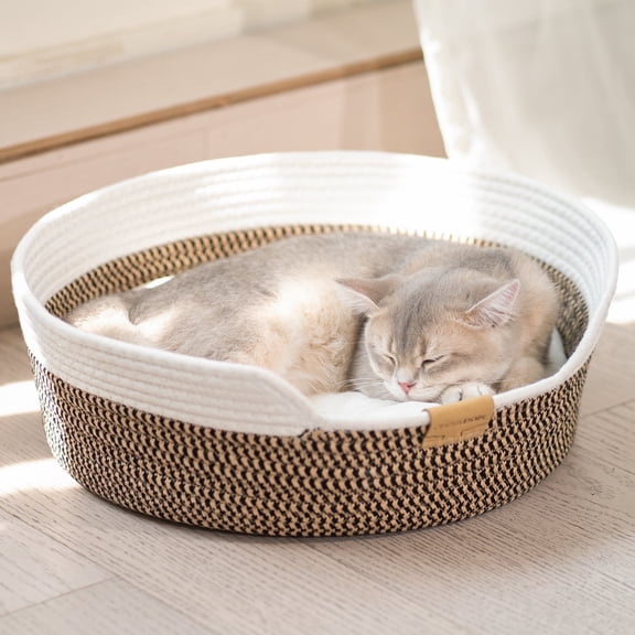 CheerPals Cat Bed for Indoor Cats, Cooling Washable Cat Basket with Soft Cushion, Durable Scratching Pet Bed for Kittens & Multi-Cat, Brown