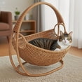thumbnail image 1 of Cat Bed Basket with Removable Cushion – Breathable Indoor Pet Sleeping Nest for Cats & Small Pets, Stylish Rattan Rope Design, 1 of 1