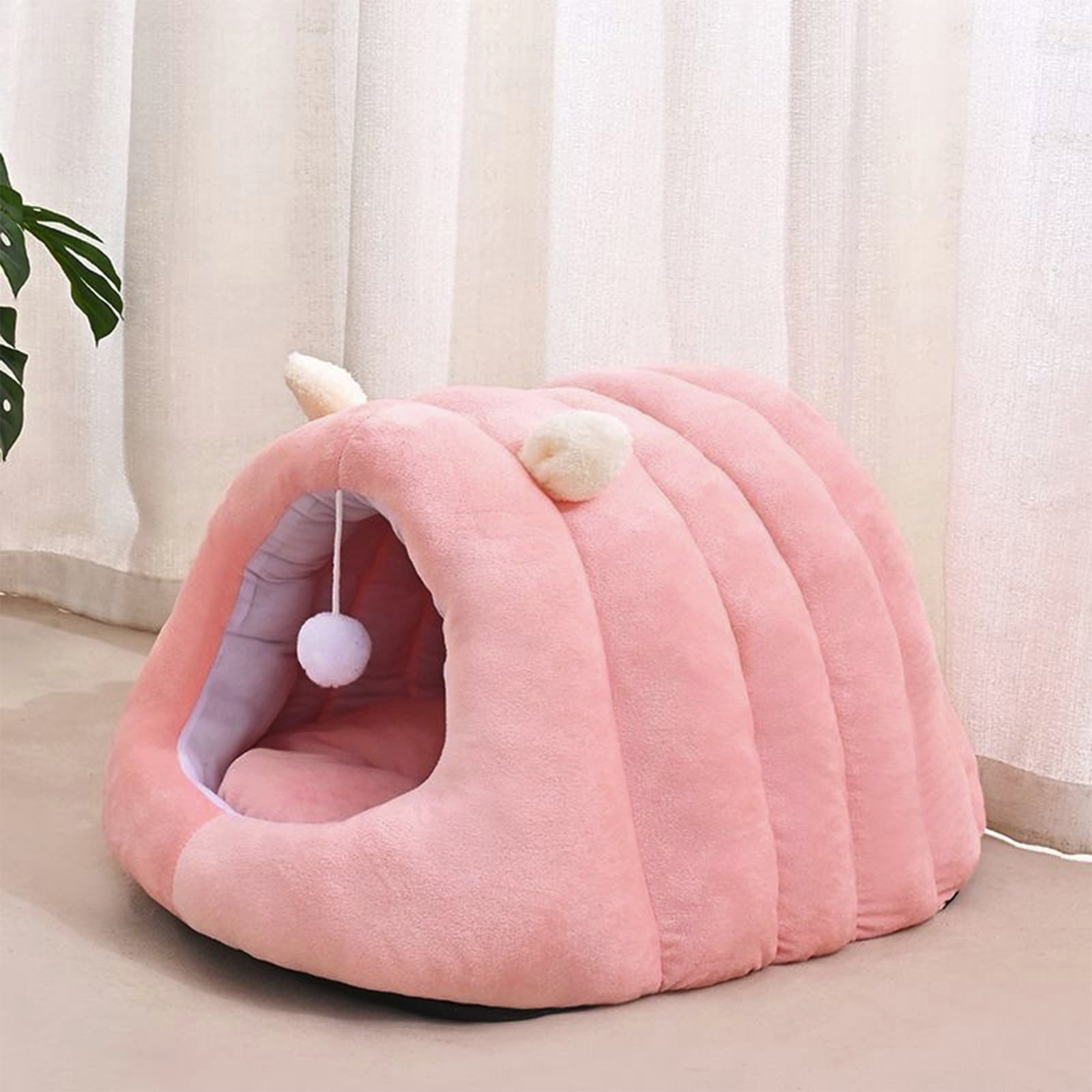 Cat Bed Calming Donut Pet Bed Semi Enclosed Pet House Washable Removable Cushion, Warm Thickened Anti Anxiety Comfortable Support Sleep Nest, for Indoor Winter Sleeping Resting Small Dogs Cats