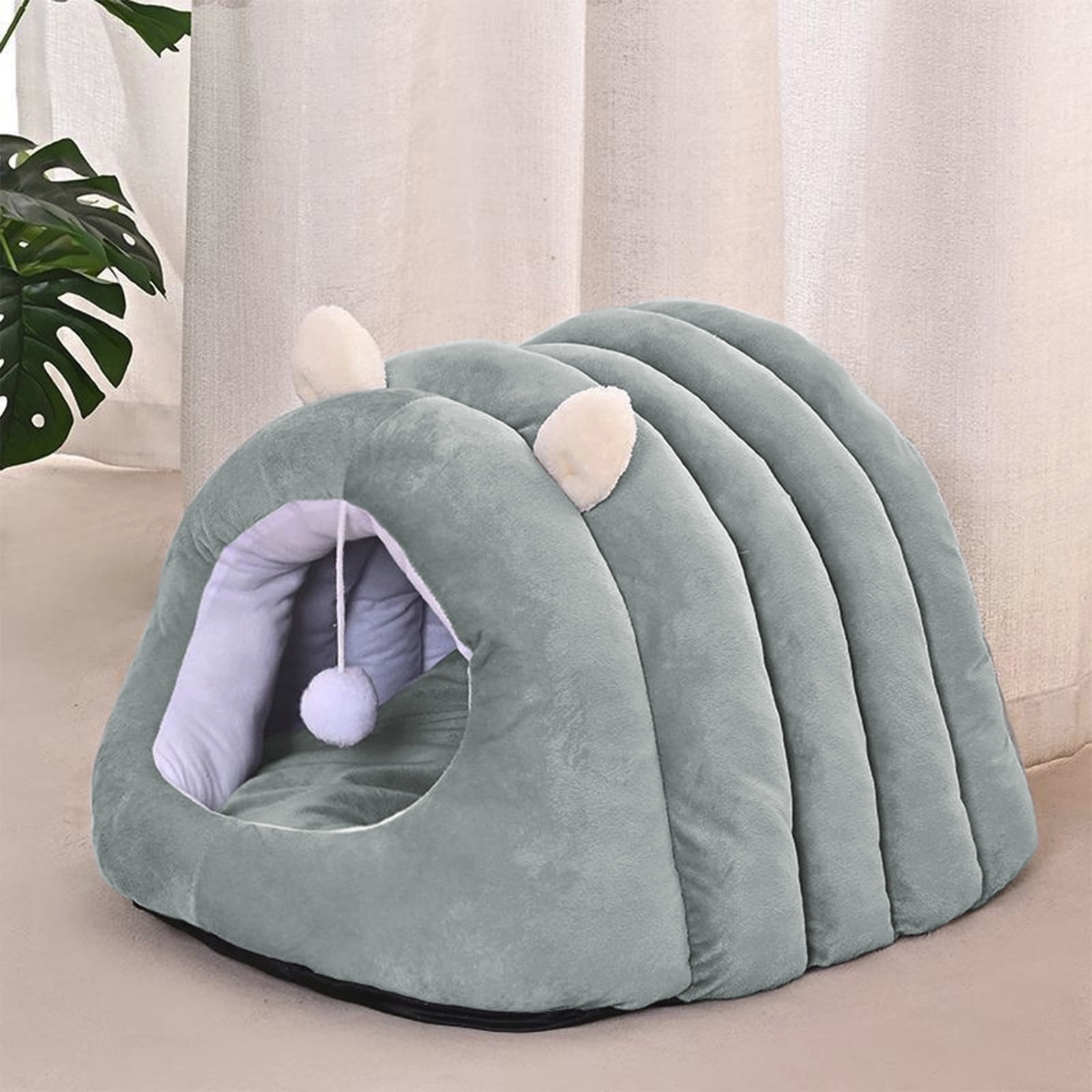 Cat Bed Calming Donut Pet Bed Semi Enclosed Pet House Washable Removable Cushion, Warm Thickened Anti Anxiety Comfortable Support Sleep Nest, for Indoor Winter Sleeping Resting Small Dogs Cats