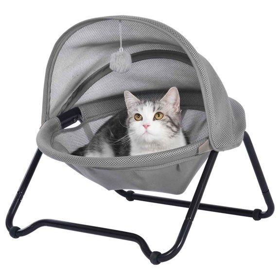 Cat Bed, Cat Hammock, Free-Standing Elevated Pet Hammock Bed with Removable Washable Mesh (Gray)