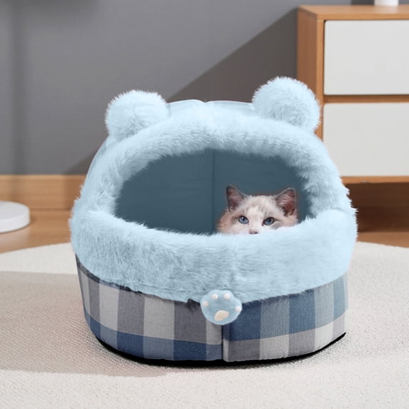 Cat Bed Cave for Indoor Cats Foldable Cat House, Enclosed Pet Bed with Cushion Soft Warm Cat Tent Bed for Large Cats Small Dogs Washable Indoor Pet Furniture Cozy