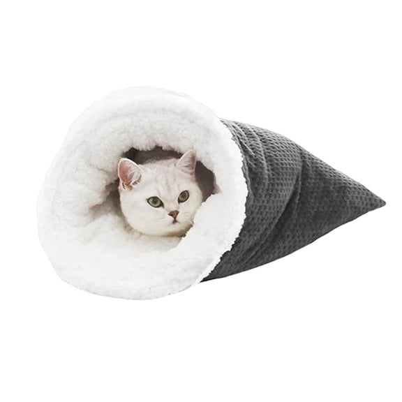 Cat Bed Cave Sleeping Bag, Pet Mat Self Warming Pad Sack for Cats and Small Dog, 360°Wrap Comfortable Pet Snuggle Sack, Semi-Enclosed Design, Warm Nest for Indoor Cats