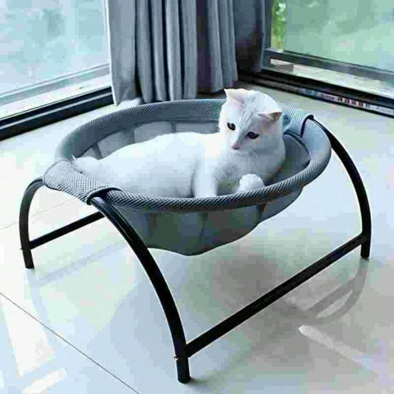 Cat Bed Dog/Pet Hammock Bed Free-Standing Kitty Sleeping Cat Supplies Pet Supplies Whole Wash Stable & Breathable Easy Assembly Indoors Outdoors,Grey