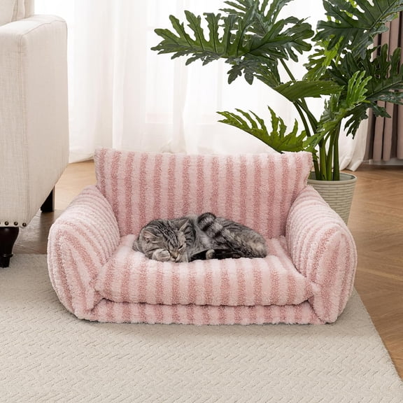 Cat Bed Fluffy Plush Mutifuctional Double-Layer Soft Pet Couch Orthopedic Sofa Nest Beds for Small Cats and Dogs (25x20x13 inch)
