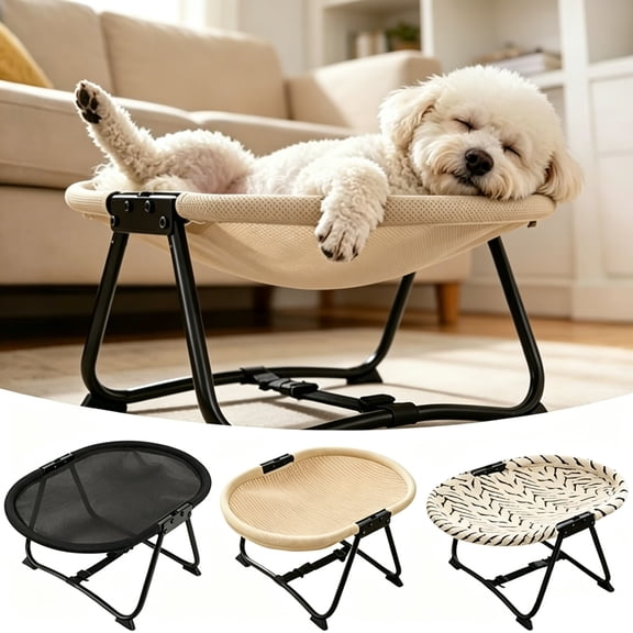 Cat Bed Hammock, Free-Standing Elevated Dog Cot for Indoors and Outdoors,Foldable No-Assembly Pet Bed with Breathable Mesh,Lightweight Raised Pet Cot for Cats and Small Dogs