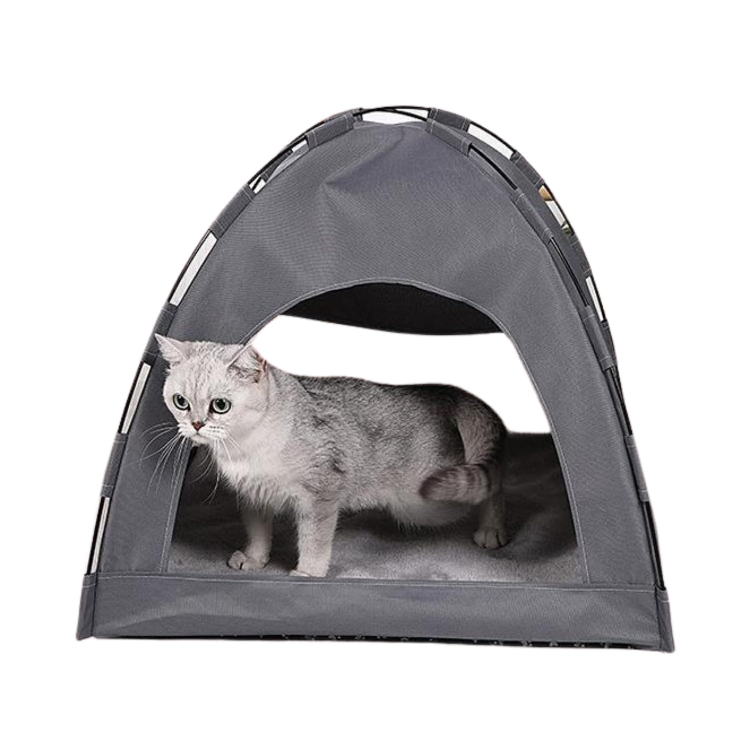 Cat Bed House with Soft Mat,Breathable Washable Pet Puppy Kennel Dog Cat Folding Indoor Outdoor House Bed Tent Gray