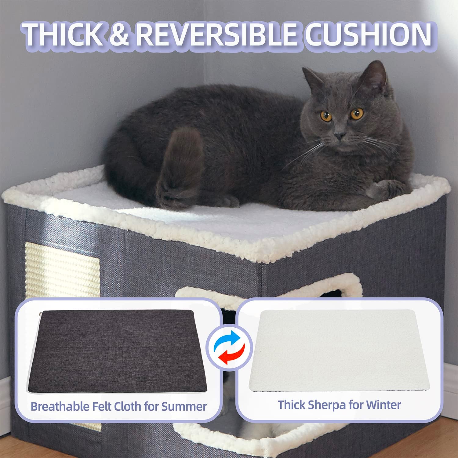 Cat Bed for Indoor Cats Cube House, Covered Cat Cave Beds & Furniture ...