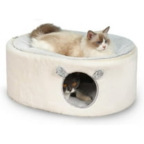 Bed for Indoor Cats, Fluffy Large Enclosed  House Cave Pet Bed Hammock with Removable Washable Cover for Sleeping Cats, Kittens, Small , Oval Hideaway
