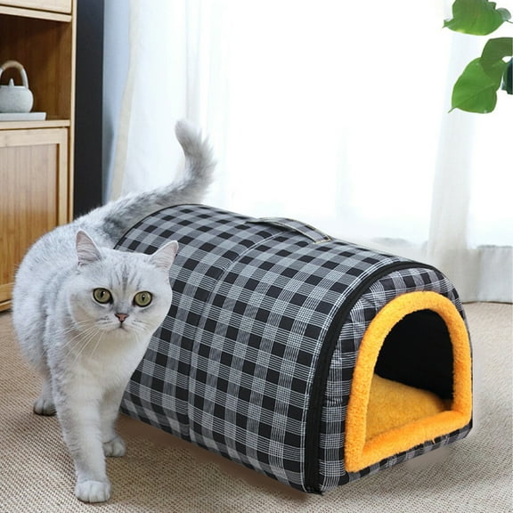 Cat Bed For Indoor Cats Foldable Cat Cave Anti-Slip & Water-Resistant Bottom Cat Houses For Indoor Cats Or Small Dogs Kitten Tent Rabbit Bed 2 In 1 Pet Bed