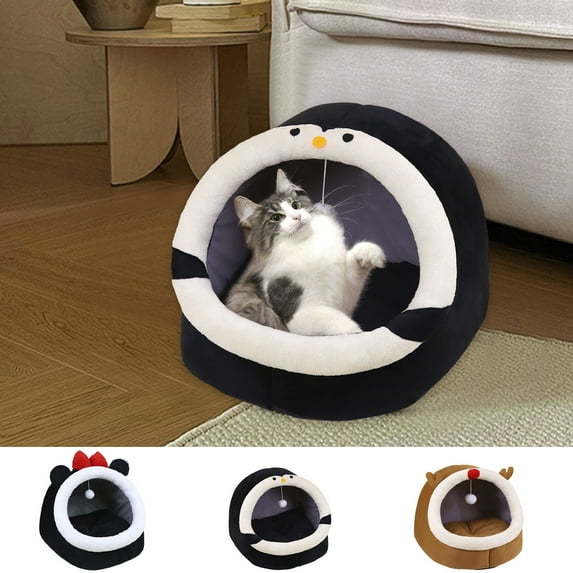Cat Bed Pets Cave Cats Beds Cats Tent Dogs Beds Semi Enclosed Cats Cave Bed With A Plusher Balls Soft Comfortable Covered Cats Bed With A Washable Detachable Mat Pet Products