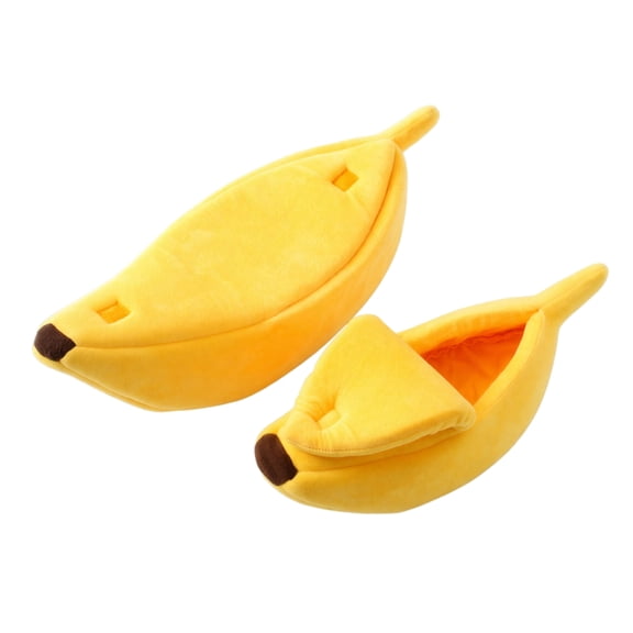 Cat Bed, Small Dog Bed Washable, Small Puppy Bed, Cave Cat Bed for Indoor Cats, Bright Yellow Banana Shaped Xl Pet Sleeping Hut, Ultra Soft Breathable Raised Rim Calming Rest Spot