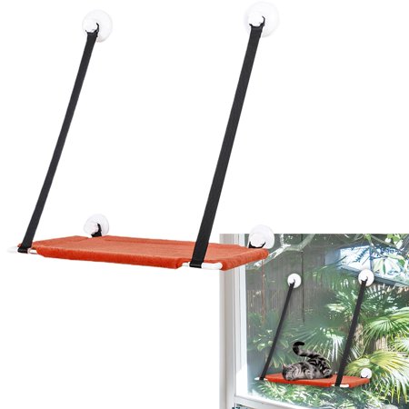 Cat Bed Window, Cat Window Hammock Window Perch, Safety Cat Shelves Space Saving Window Mounted Cat Seat for Large Cats (Orange)