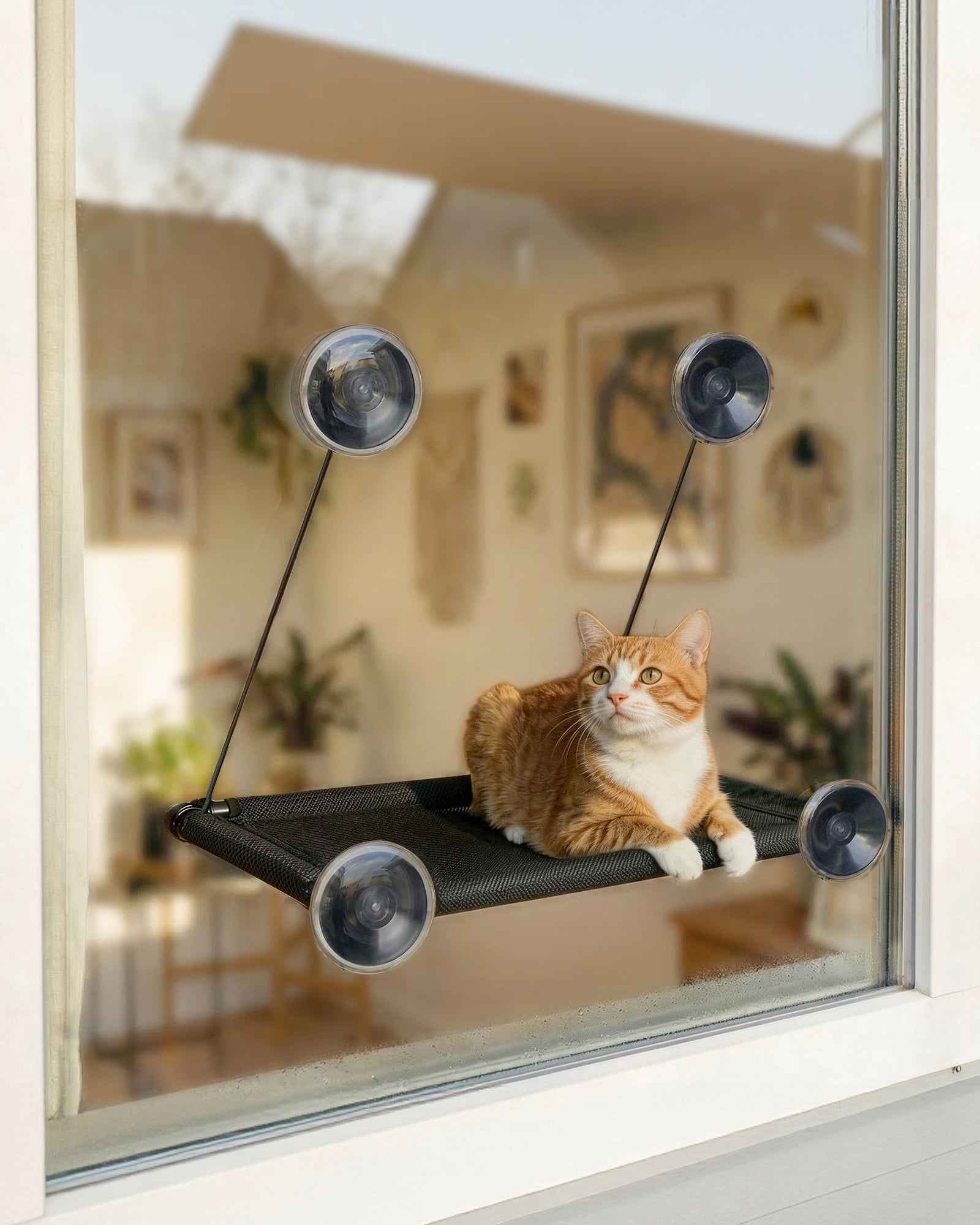 Cat Window Perch, Cat Hammock for Window, Safety Cat Window Perch for Cats Inside - Space Saving Window Mounted Cat Seat Cat Bed for Large Cats