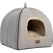 WINDRACING Cat Bed, Enclosed Warm Pet Cave Tent House with Removable Washable Cushioned Pillow, Soft Plush Hideout Nest for Indoor Kittens & Small Puppies