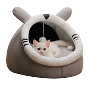 Cat Bed for Indoor Honey Pot Shape Pet Bed Cat/Dog House Soft Warm Machine Washable Cat Cave - Grey Whiskers