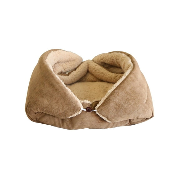 Cat Bed for Indoor, Washable Cave with Self-Warming Plush, Pet Bed for Small Cats & Dogs All Seasons (Brown, 27.56x19.69in)