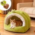 thumbnail image 1 of Cat Bed for Winter with Thickened Foldable Design, Semi-Enclosed Warm Plush & Removable Mat, Suitable for Small Dogs, 14.2x14.2x12.6in by MPOISVA, 1 of 7