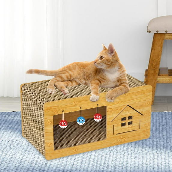 Cat Bed with Scratching Board Anti Slip Corrugated Paper Decorative Cat Nest XL