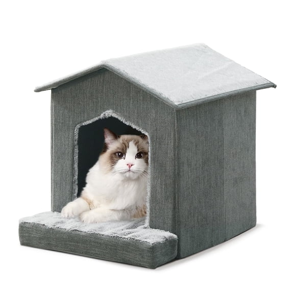 Cat Beds For Indoor Cats Houses Cave With Cushion Foldable Condos Hideaway Shelter Gray Tent Small Dogs And Rabbit Squirrel