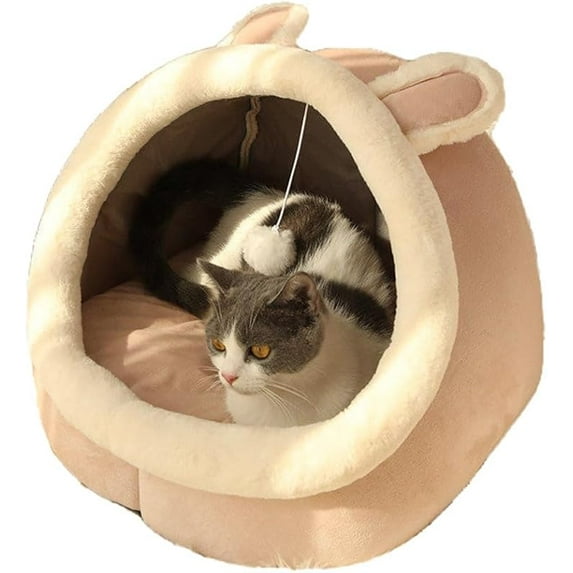 Cat Beds for Indoor,Cat House with Hanging Cat Ball Toy,Kitten Tent House Removable Cotton Pad,Warm and Soft Pet Cat Supplies Kitten Small Dogs Pet Bed