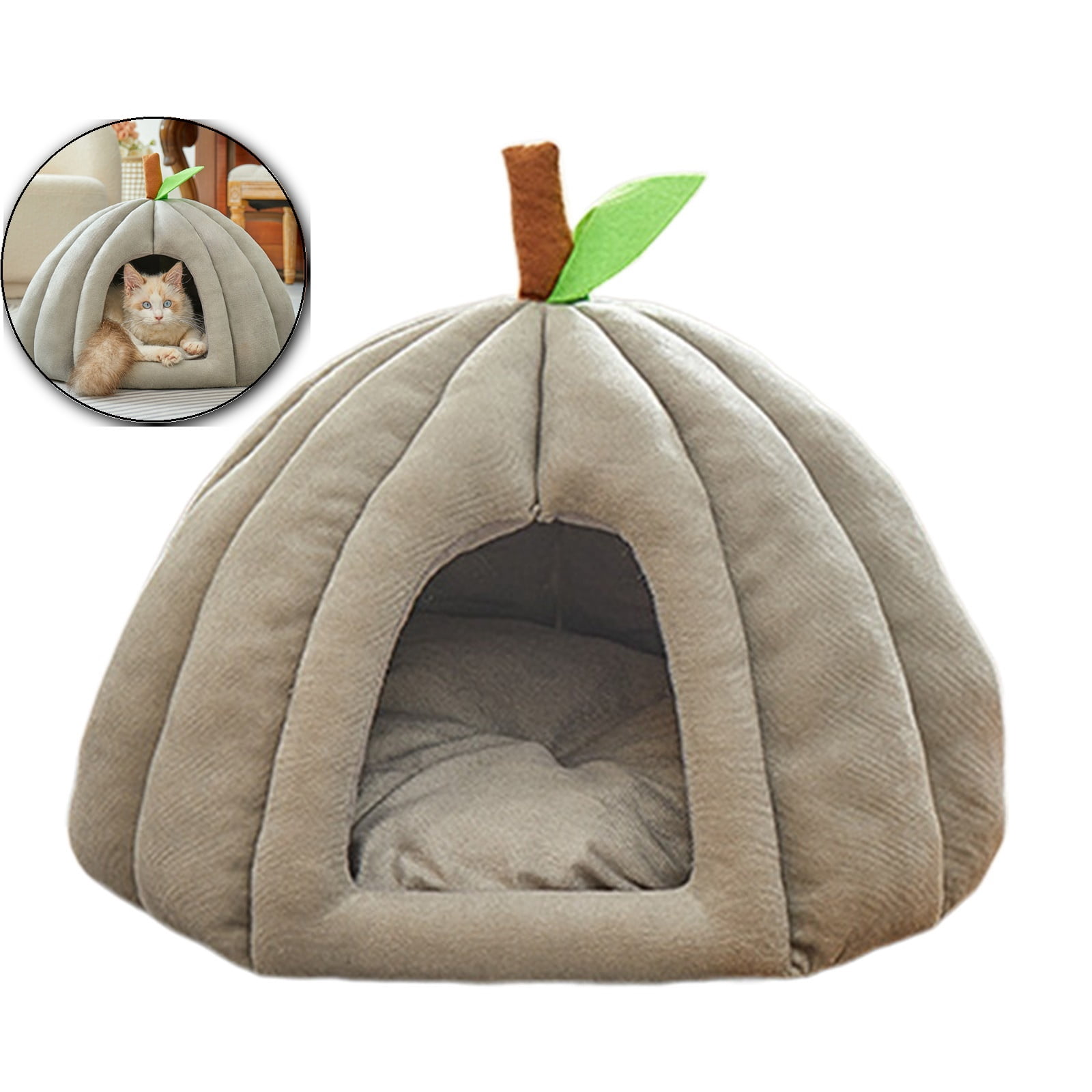 Cat Beds for Indoor Cats, Pumpkin Cat House, Cute Pumpkin Shape Cat Cave Bed Cat Tent with Removable Cushion, Warm Cave Nest Sleeping Bed Puppy House for Cats Small Dogs