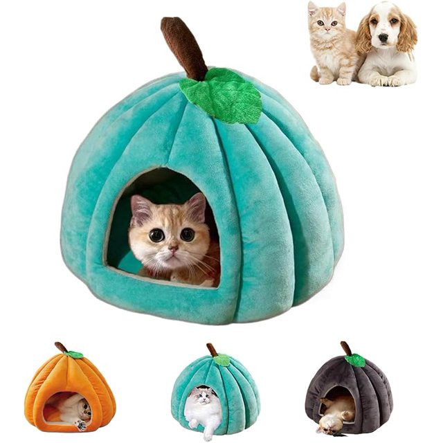 Cat Beds for Indoor Cats, Pumpkin Cat House,Cute Pumpkin Shape Cat Cave