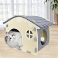 thumbnail image 1 of Cat Beds for Indoor Cats, Cat Bed Cave for Multiple & Large Cats Up to 22 Lbs, Scratch Resistant Peekaboo Cat Caves with Ball Hanging, Grey, 1 of 7