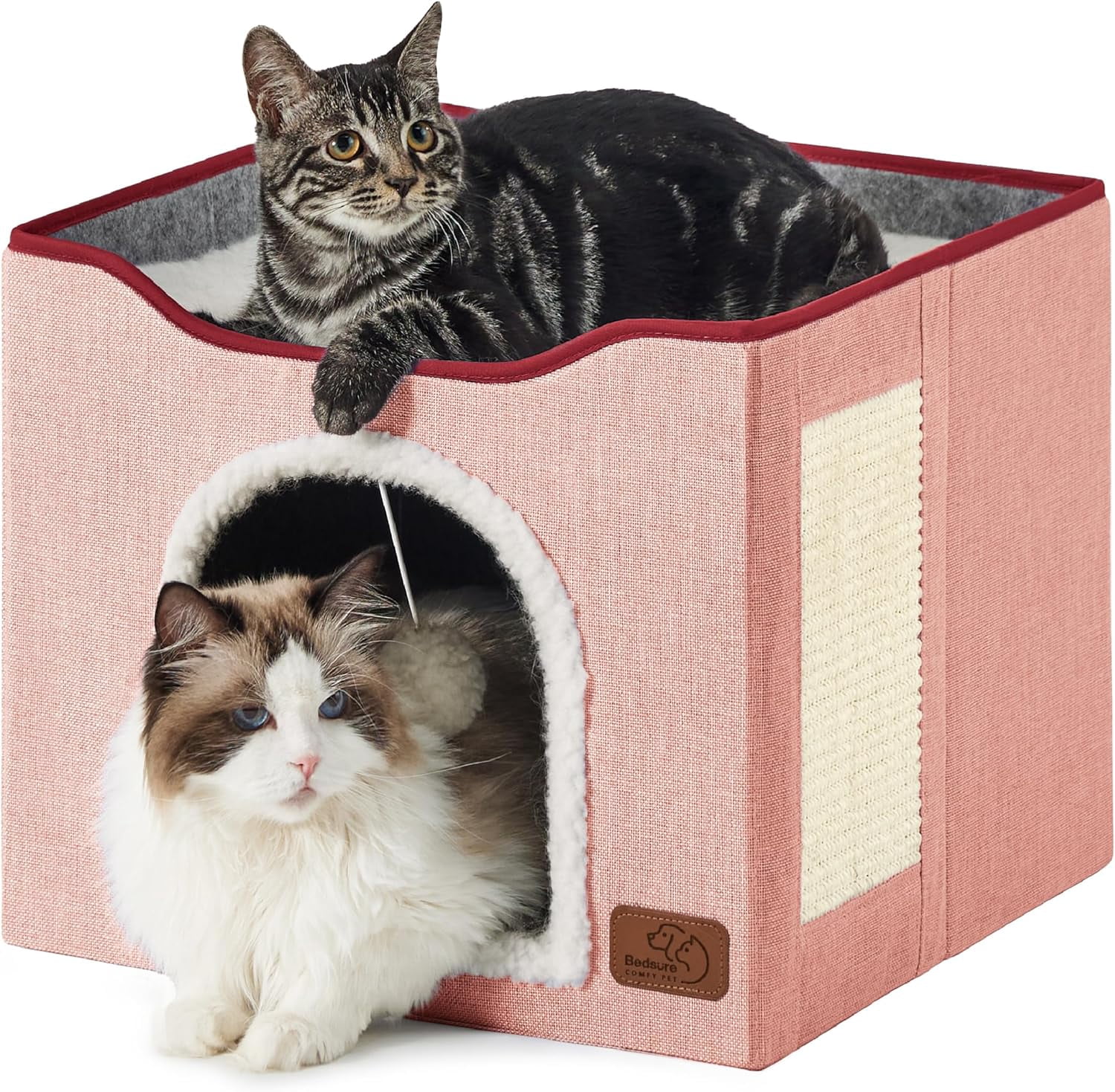 Cat Beds for Indoor Cats - Large Cat Cave for Pet Cat House with Fluffy ...