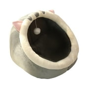 Cat Beds for Indoor Cats - Small Dog Bed Rabbit-Shaped Cat/Small with Hanging Toy, Puppy Bed Soft Calming Pet Sofa Bed Gray M