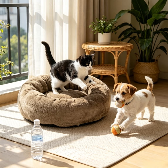 Cat Beds for Indoor Cats Thickened & Washable Removable Cover Extra Soft Bottom for Bedroom Living Room Indoor Cats Small Dogs by MPOISVA