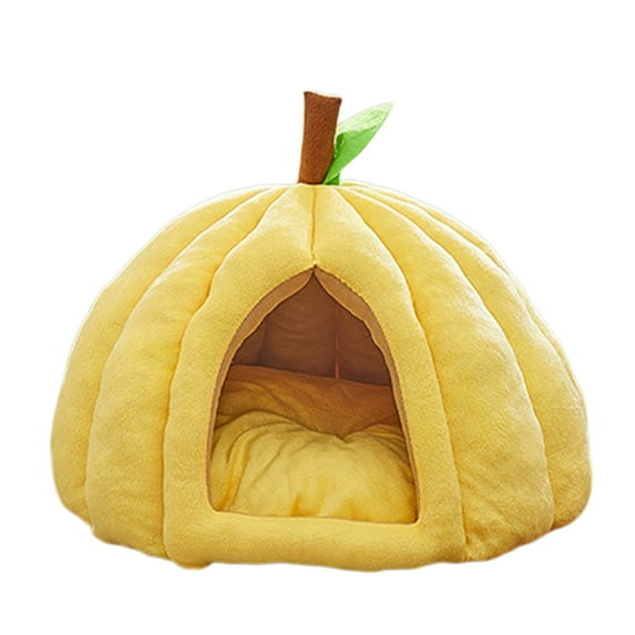 Cat Beds for Indoor, Cute Pumpkin Shape Cat Cave Bed with Removable Cushion, Warm Cave Nest Sleeping Bed Puppy House for Cats Small Dogs