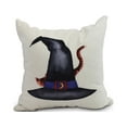 thumbnail image 1 of Cat Behind the Hat 26 Inch Cream Halloween Print Decorative Throw Pillow, 1 of 2