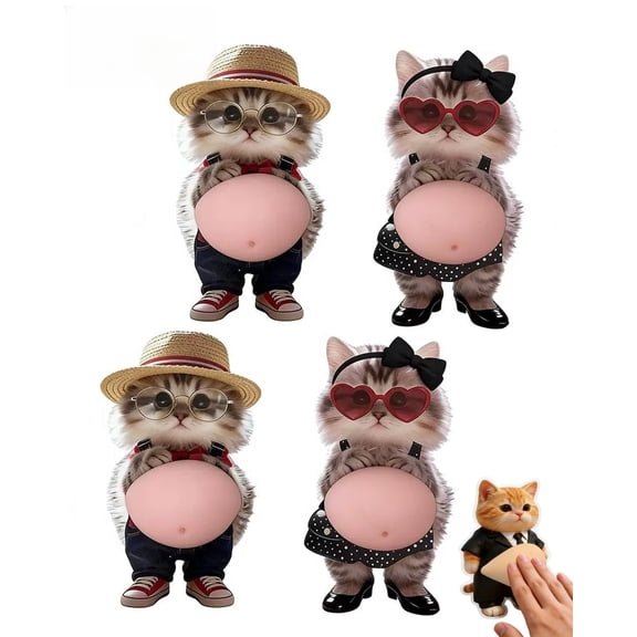 Cat Belly Door Stop Wall Protector 4-Pack – Cute 3D Silicone Adhesive Bumper for Quiet Shock Absorption Home Kitchen Cabinet Car Use