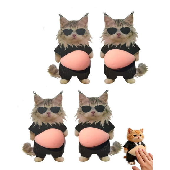 Cat Belly Door Stop Wall Protector 4-Pack – Cute 3D Silicone Adhesive Bumper for Quiet Shock Absorption Home Kitchen Cabinet Car Use