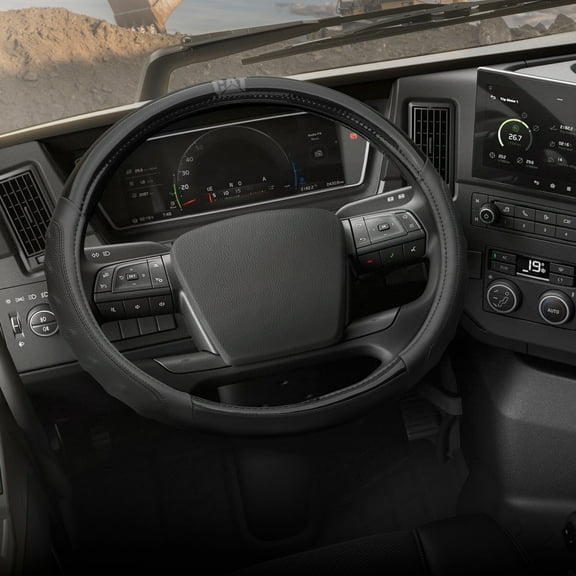 Cat® BigGrip Faux Black Leather Semi Truck Steering Wheel Cover, Extra Large 18 inch Size, for Trucks 18 Wheeler