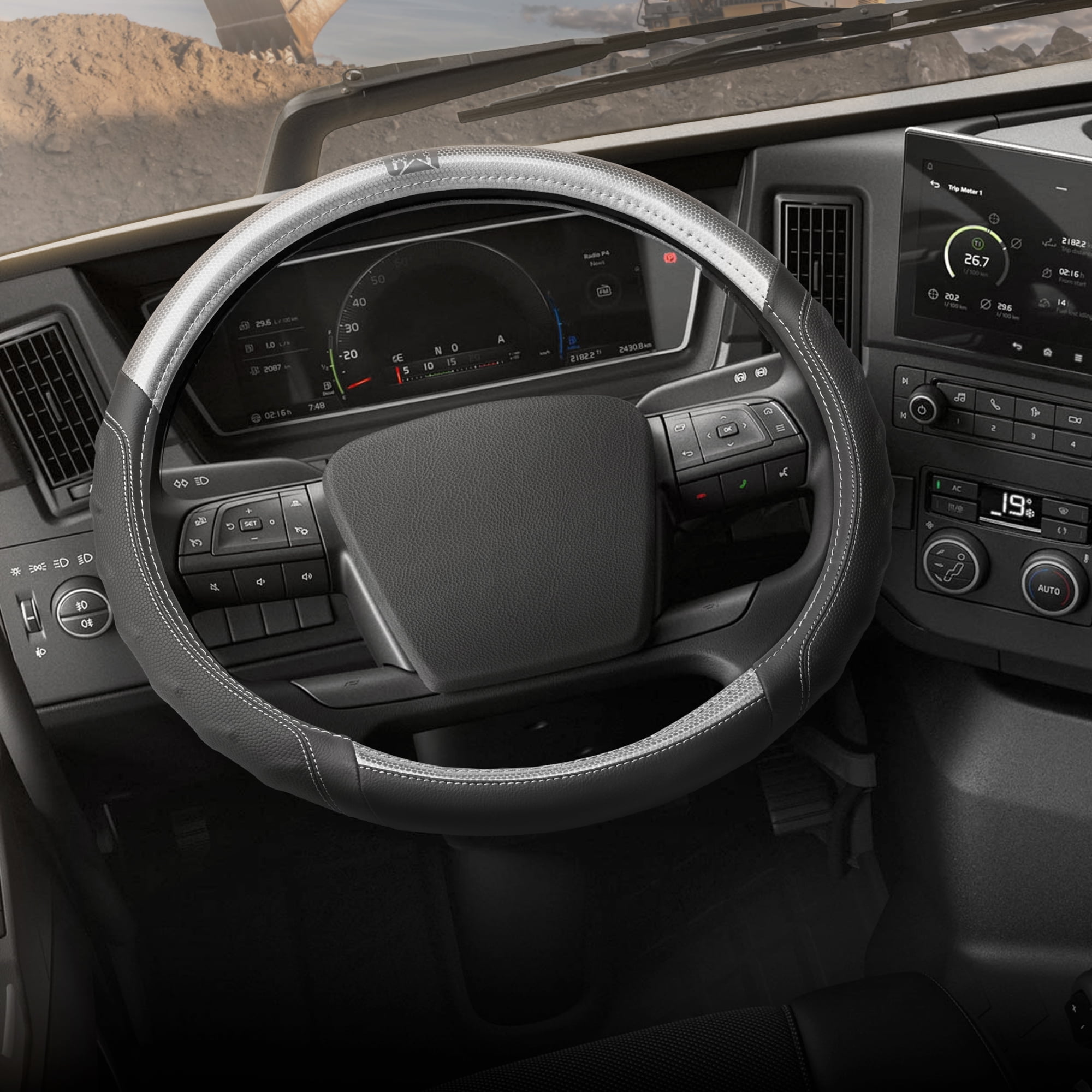 GG Grand General 18-Inch Heavy Duty Steering Wheel Cover – PVC With Red Stitching For Trucks & RVs