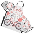 thumbnail image 1 of Cat Bike Flower 5 Pcs Kitchen Set Heat Resistant Oven Mitts and Non-Slip Pot Holders with Adjustable Cooking Apron, 1 of 6