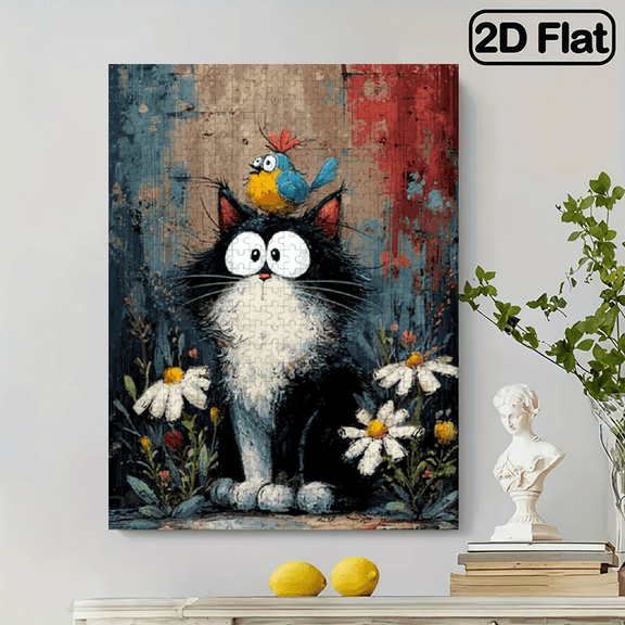 Cat Bird 500pcs Puzzle Game - Gift for Family Interaction, Jigsaw Activity, Home Decor and Brain Challenge High-Quality Fun Household Games Designed for Birthdays, Halloween, Thanksgiving, Easter