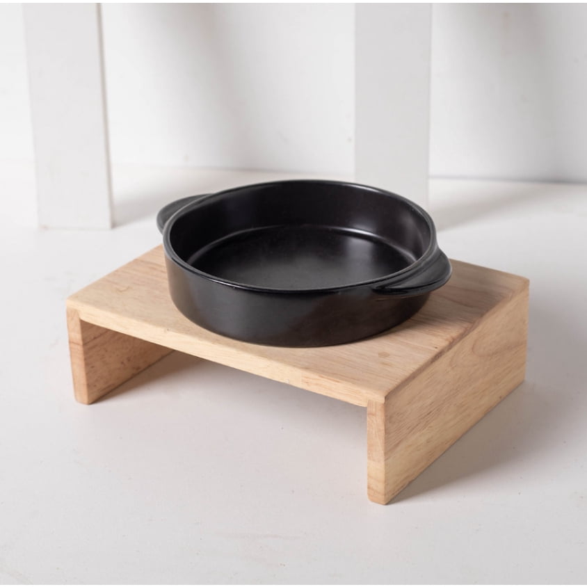 Cat Black Ceramic Bowl Pet Food Water Feeders Dogs Double Drinking Eating Feeding Bowls with Stand