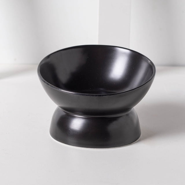 Cat Black Ceramic Bowl Pet Food Water Feeders Dogs Double Drinking Eating Feeding Bowls with Stand