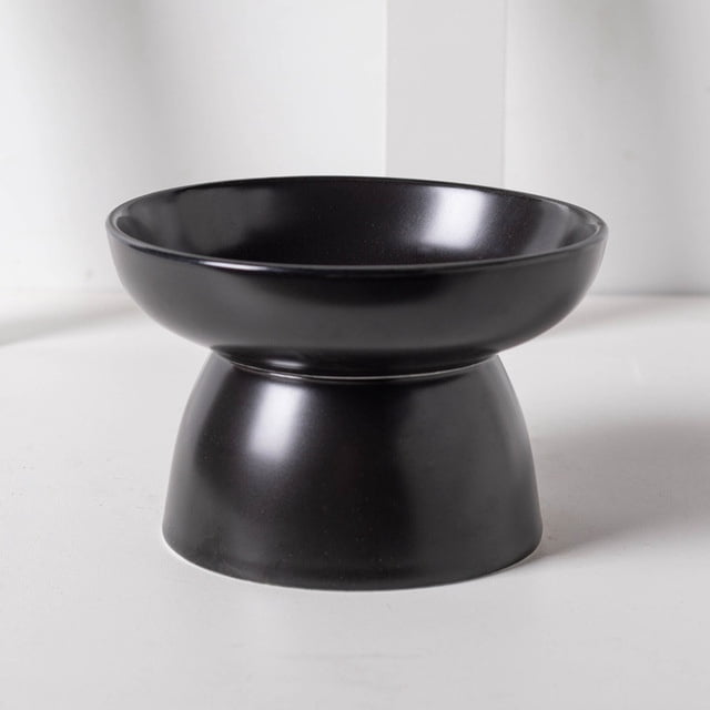 Cat Black Ceramic Bowl Pet Food Water Feeders Dogs Double Drinking Eating Feeding Bowls with Stand