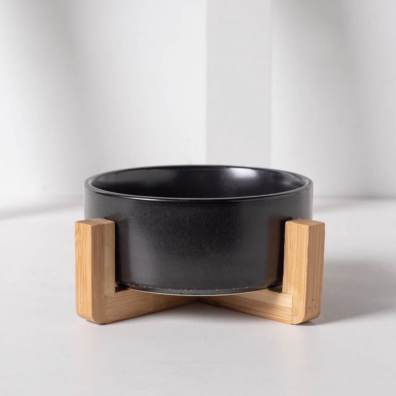 Cat Black Ceramic Bowl Pet Food Water Feeders Dogs Double Drinking Eating Feeding Bowls with Stand