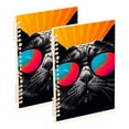 thumbnail image 1 of Cat Black Sunglasses Ring Binder Notebook Journey Note Diary College Ruled Spiral Notebook Study Loose Leaf Paper A5 60 Pages, 1 of 8