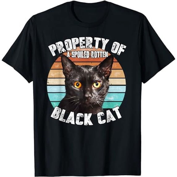 Cat Black Vintage Eighties Style Cat Retro Property Gift T-Shirt