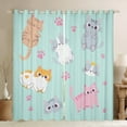 thumbnail image 1 of Cat 30%-50% Blackout Curtains 42"Wx84"L Cartoon Cats Curtains & Drapes Bedroom Cute Pet Animal Window Curtains,Pink Kawaii Cat Paw Print Window Treatments 2 Panels Teal Grey Yellow, 1 of 6